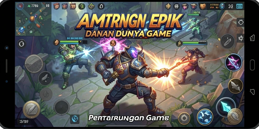 Screenshot utama menampilkan pertarungan seru antara karakter dalam AMS789.