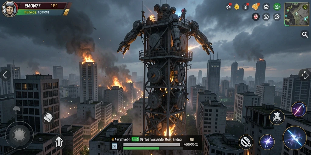 Tangkapan layar EMON77 menunjukkan aksi Tower Defense yang mendebarkan.