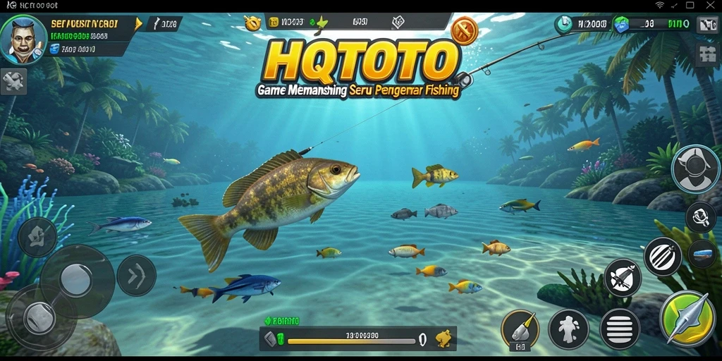 Tampilan gameplay HQTOTO yang seru dengan aktivitas memancing yang menarik.