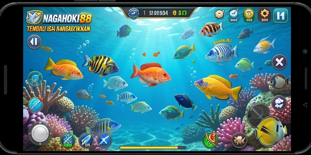 Screenshot gameplay NAGAHOKI88 menampilkan serunya menembak ikan.
