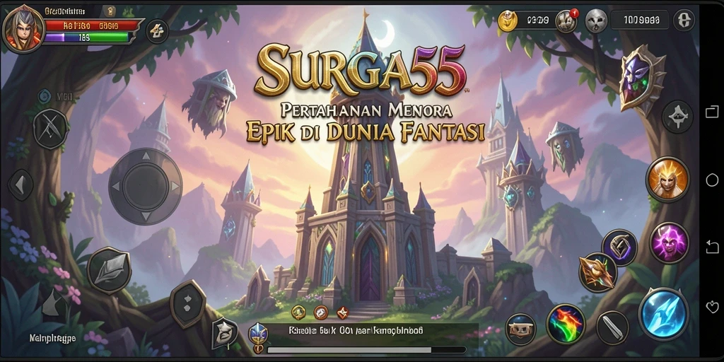 Tampilan seru dalam gameplay Tower Defense SURGA55 yang menantang dan mengasyikkan.