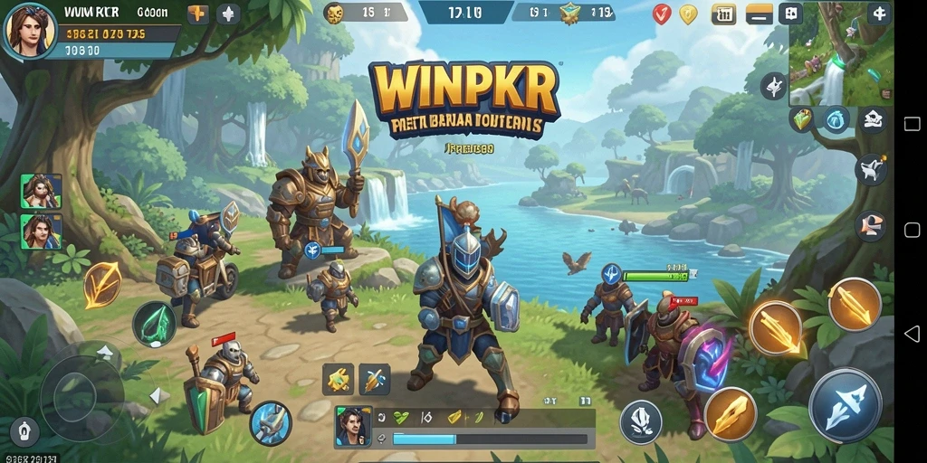 Screenshot gameplay WINPKR menampilkan petualangan di dunia terbuka yang luas.